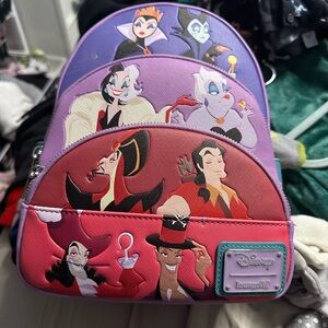 Loungefly Villains Purple and Red Backpack
